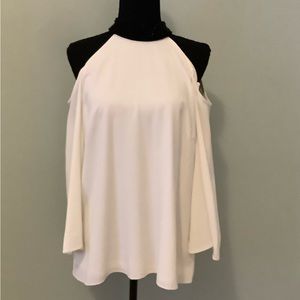 Cold Shoulder Top With Jewel Collar